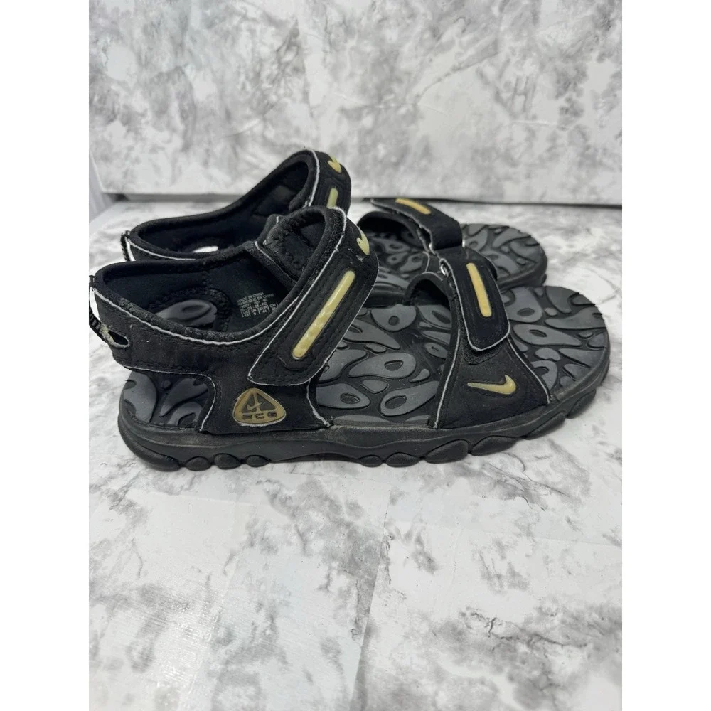 VTG  🤑Y2k‎ 2005 Nike ACG Air Deschutz Black Gold Strappy Hiking Sandals 10